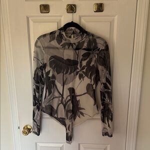 All saints Elegant Black and White Sheer Women's Top